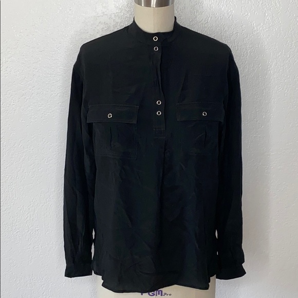 VTG Christian Dior Silk Black Goth Top 10 - Picture 1 of 5